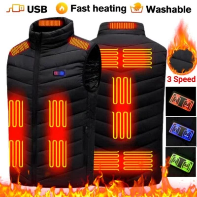 Heated Vest 9/13 Heating Zones With Battery Pack Electric Heating Coat Jacket US - Image 1 of 4