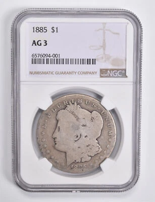 AG3 1885 Morgan Silver Dollar NGC Lowball Low Ball *4648 - Image 1 of 3