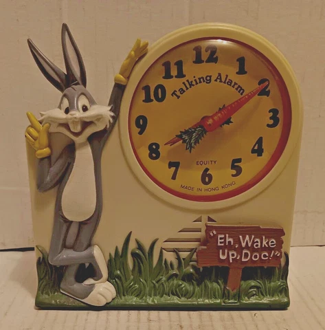 Vintage 1974 Bugs Bunny Wind Up Talking Alarm Clock Complete Janex Hong Kong Cover