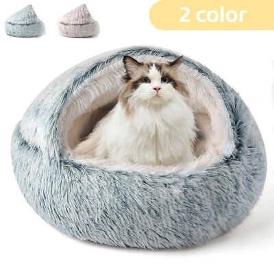 CATISM Pet Cat Bed Round Plush Kitten Warm Sleeping Nest Cat Igloo Cave House