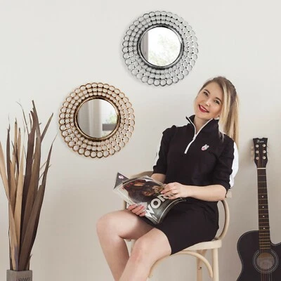  Dekospiegel Hängespiegel Wandspiegel Rund Dekoration 26cm Gold Silber - Bild 1 von 4