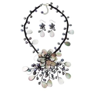 Juego de pendientes convertibles con rayo de flores grises - Imagen 1 de 3