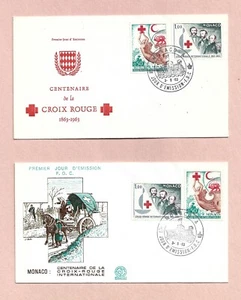MONACO 1963 RED CROSS CENTENARY TWO DIFFERENT ENVS FDCs - Picture 1 of 1
