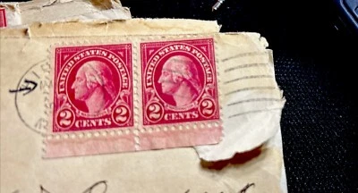 1920 Washington Stamp Red Hinged Vf #500 Block Of 2 With Round Cancelling - Image 1 of 3