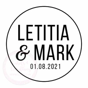 Personalised Modern Minimalist Wedding Stickers Any Name Any Date Custom Favours - Picture 1 of 1