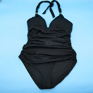 Victorias Secret Medium Black Ruffle Halter Padded One Piece Swimsuit Women New - Picture 1 of 7