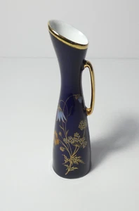 VINTAGE ROYAL PORZELLAN BAVARIA KPM GERMANY COBALT BLUE FLORAL 5.5" PITCHER VASE - Picture 1 of 11