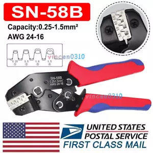 SN-58B Ratchet Crimping Plier Crimper Tool 0.25-1.5mm² AWG24-13 for Terminal Kit - Picture 1 of 7