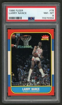 1986 Fleer Larry Nance PSA 8 NM-Mint Rookie RC #78 PSA Phoenix Suns Cavaliers - Image 1 of 2