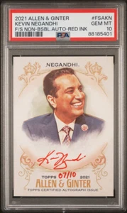 KEVIN NEGANDHI '21 TOPPS ALLEN GINTER FULLSIZE RED AUTO /10 PSA GEM 10 POP 1 MG - Picture 1 of 1