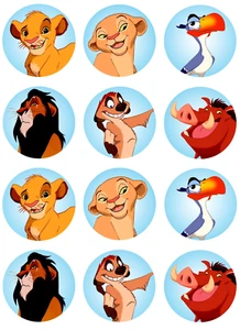 Juego de 12 tapas de galletas rey león, papel comestible, cupcake ELIGE TAMAÑO - Imagen 1 de 4