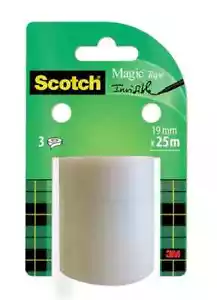 3M Scotch Magic Tape Refill Invisible Tape 3 Rolls 19 mm x 25 m - Picture 1 of 1