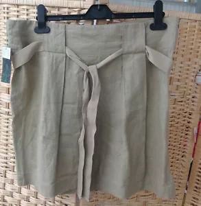 United Colors Of Benetton 100% Linen Summer Skirt Bnwt Size 42 Khaki Medium 35"w - Picture 1 of 3