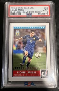2015 PANINI DONRUSS LIONEL MESSI #68  SILVER  PRESS PROOF /199 GRADED PSA MINT 9