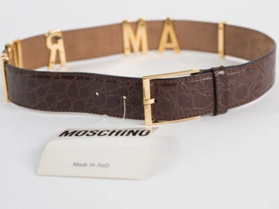Nuevo Cinturón Moschino Redwall Cuero Marrón Repujado Cocodrilo Talla EU 38 Foto 1 de 3