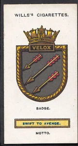 Wills Cigarette Card - 1925 - Ships Badges - Card No 28 - Velox - Picture 1 of 2