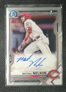 Matheu Nelson 2021 Bowman Chrome 1st Prospect Auto Cincinnati Reds [A] - Imagen 1 de 2