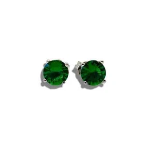 White Gold Finish 4mm Green Emerald Stud Earrings Gift Box Included Free Postage - Picture 1 of 4