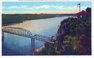 Dubuque Iowa Shiras Memorial Shelter Eagle Point Pard Wis. High Bridge Postcard - Picture 1 of 2