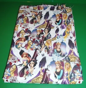 New Disney Princess & Villains Printed 100% Cotton Fabric 28x18 - Picture 1 of 3