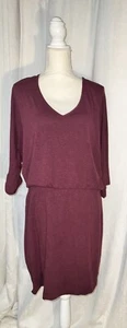 Michael Stars Avalon Tulip Slv Dress Women’s Sz XL Eggplant Blouson Stretch 90’ - Picture 1 of 6