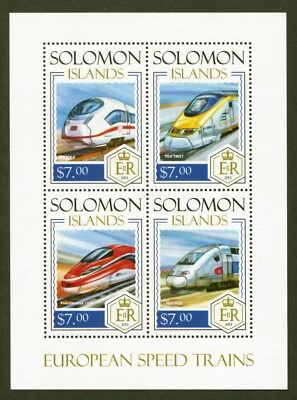 Islas Salomón Sc# 1508 y 1525, trenes de velocidad en estado bastante bueno MNH juego de 2 hojas SCV: $17,35 Foto 1 de 2