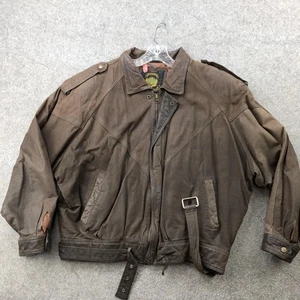 Vintage Express Jacket Mens Extra Large Brown Belted Les Classiques Leather  90s - Picture 1 of 16
