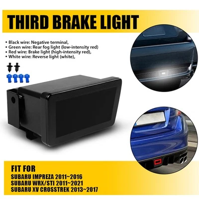 For 2011-2021 Subaru WRX STI LED F1 Style Rear Fog Light 3rd Brake Tail Lamp New - Image 1 of 4