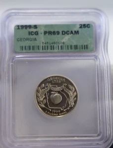 1999 S US State Quarter 25c Proof ICG PR69 Georgia - Picture 1 of 2