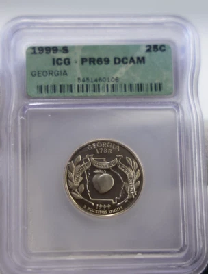 1999 S US State Quarter 25c Proof ICG PR69 Georgia - Image 1 of 2