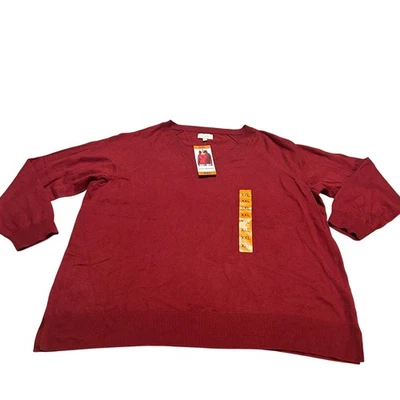 Suéter tejido manga larga cuello en V rojo XXL Lucky Brand para mujer Foto 1 de 3