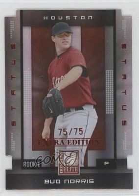2008 Donruss Elite Extra Edition Status Red Die-Cut /75 Bud Norris Rookie RC - Image 1 of 2