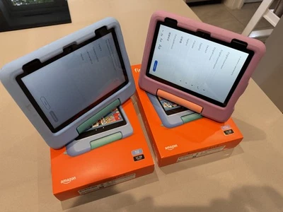 2 Amazon Fire HD 8 Kids tablet 3GB memory, 32GB, Blue and Purple  | Sold as Pair - Image 1 of 4