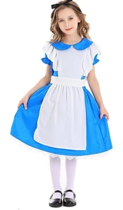 Niñas Azul Alicia en el País de las Maravillas Disfraz Halloween Niños Fiesta Talla 140, 9-10 Y/O - Imagen 1 de 6