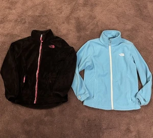 Mädchen Größe Medium 10/12 Fleece North Face Jacke Pullover blau schwarz pink Paket! - Bild 1 von 4