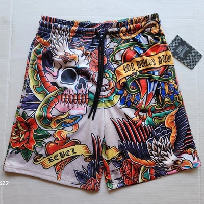 Pantalones cortos elásticos para correr Rebel Vengeance ropa para hombre calavera y águila - Talla: pequeña Foto 1 de 4