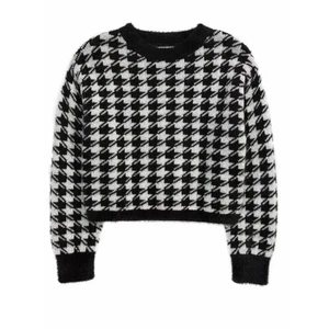 Suéter de cuello redondo tejido difuso para niñas 1901 negro/marfil pata de gallo mediano (8/10) $49 - Imagen 1 de 1