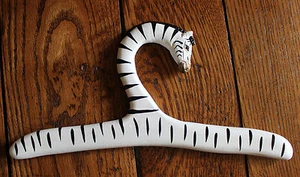 Hanger Hand Carved Painted Zebra Baby Child Clothes Hanger Display Decor - Picture 1 of 2