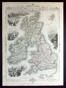 BRITISCHE INSELN ANTIKE KARTE, Original, RAPKIN, TALLIS, 1851 - Bild 1 von 4