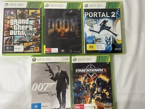 XBox360 Game Lot Bundle GTA V Doom 3 Portal 2 007 Crackdown 2 - Picture 1 of 11