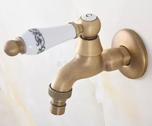 Grifo de grifo de agua para lavadora de montaje en pared con palanca de cerámica de latón antiguo aav320 - Imagen 1 de 8