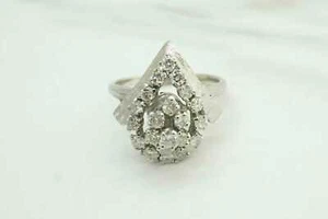 Estate Sale 14k White Gold Diamond Cluster Ring Art Deco Style Size 8.25 Female - Picture 1 of 5