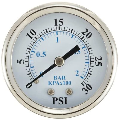 Dry Vacuum Gauge 2.5" Dial 30"/0 hg Vacuum psi Range 1/4" NPT Size Thread Center - Image 1 of 2