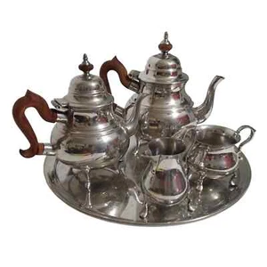 SET DA CAFFÈ D1 Kirk Stieff Tea Set Williamsburg Restauro Vassoio Peltro Crema Zucchero - Foto 1 di 24