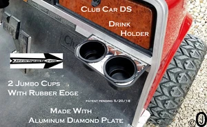 Soporte para copa jumbo Club Car DS 2 hecho con placa de diamantes de aluminio pulido - Imagen 1 de 5