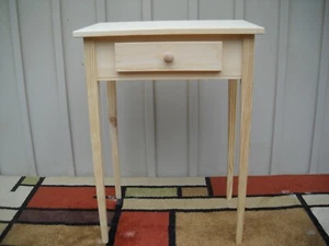 Unfinished 22"x15" Deep Sofa Pine Table w/drawer, Tapered or Straight Block Legs - Picture 1 of 11