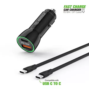 For Samsung Galaxy A34 5G 18W Car Charger PD & USB-A w 3ft C to C Cable -B - Picture 1 of 4