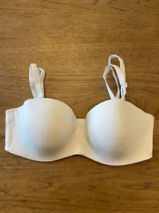 PINK Victoria's Secret White Script 36B Wear Everywhere Strapless Lined Bra - Picture 1 of 2