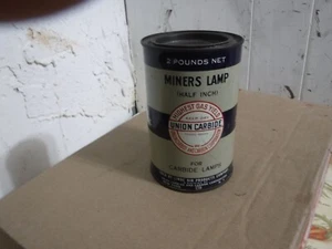 VTG EMPTY 2 lb UNION CARBIDE MINERS LAMP CALCIUM CARBIDE METAL CAN nice - Picture 1 of 4