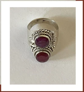 Anillo de plata esterlina rubí natural hecho a mano creado artesanalmente de la India! - Imagen 1 de 6